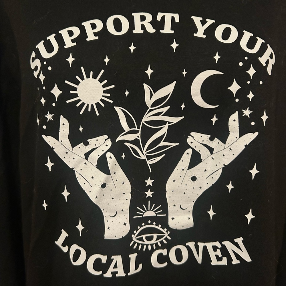 Witchy lightweight black sweatshirt for Fall or Halloween xl